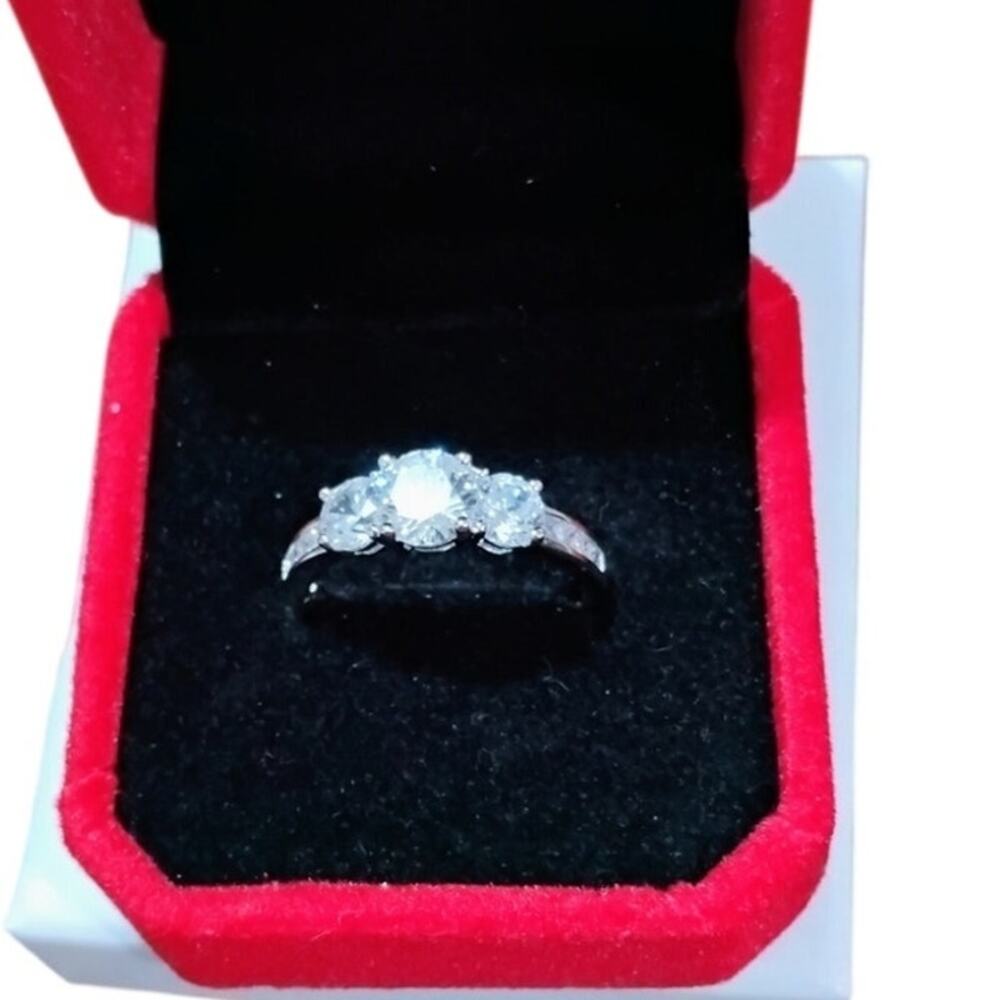 Sterling Silver 925 Stamped Ring with Clear Stones